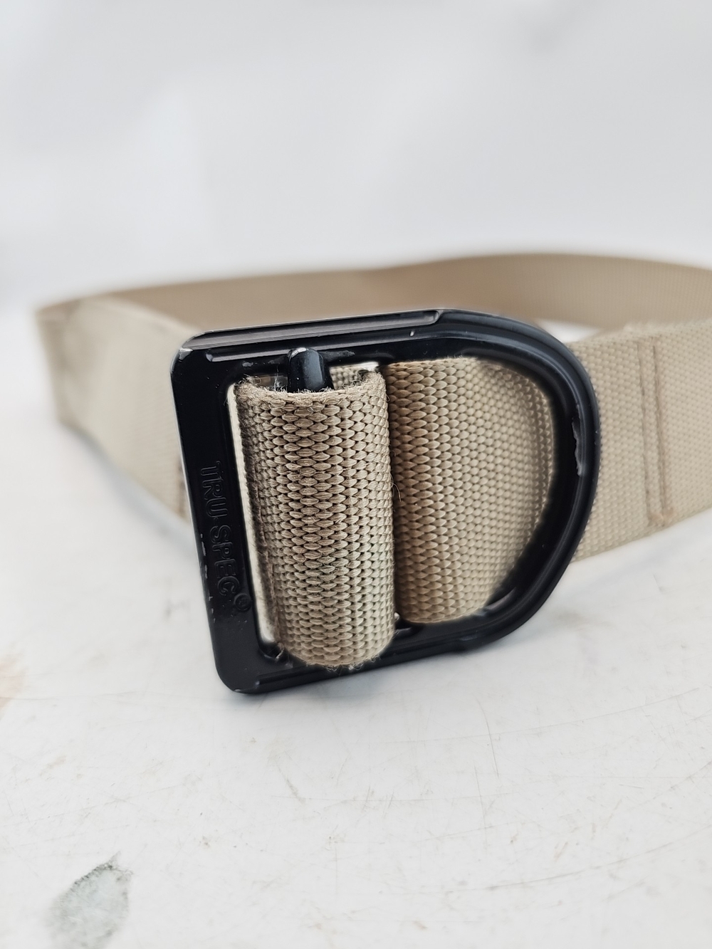 Adjustable Men's Tactical Web Belt in Khaki with Black D-Ring